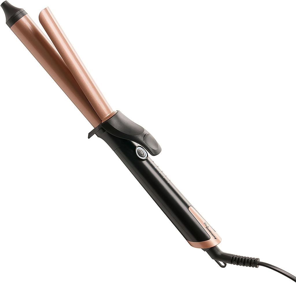 25mm curling tong close-up: copper barrel with black heat guard and power cord