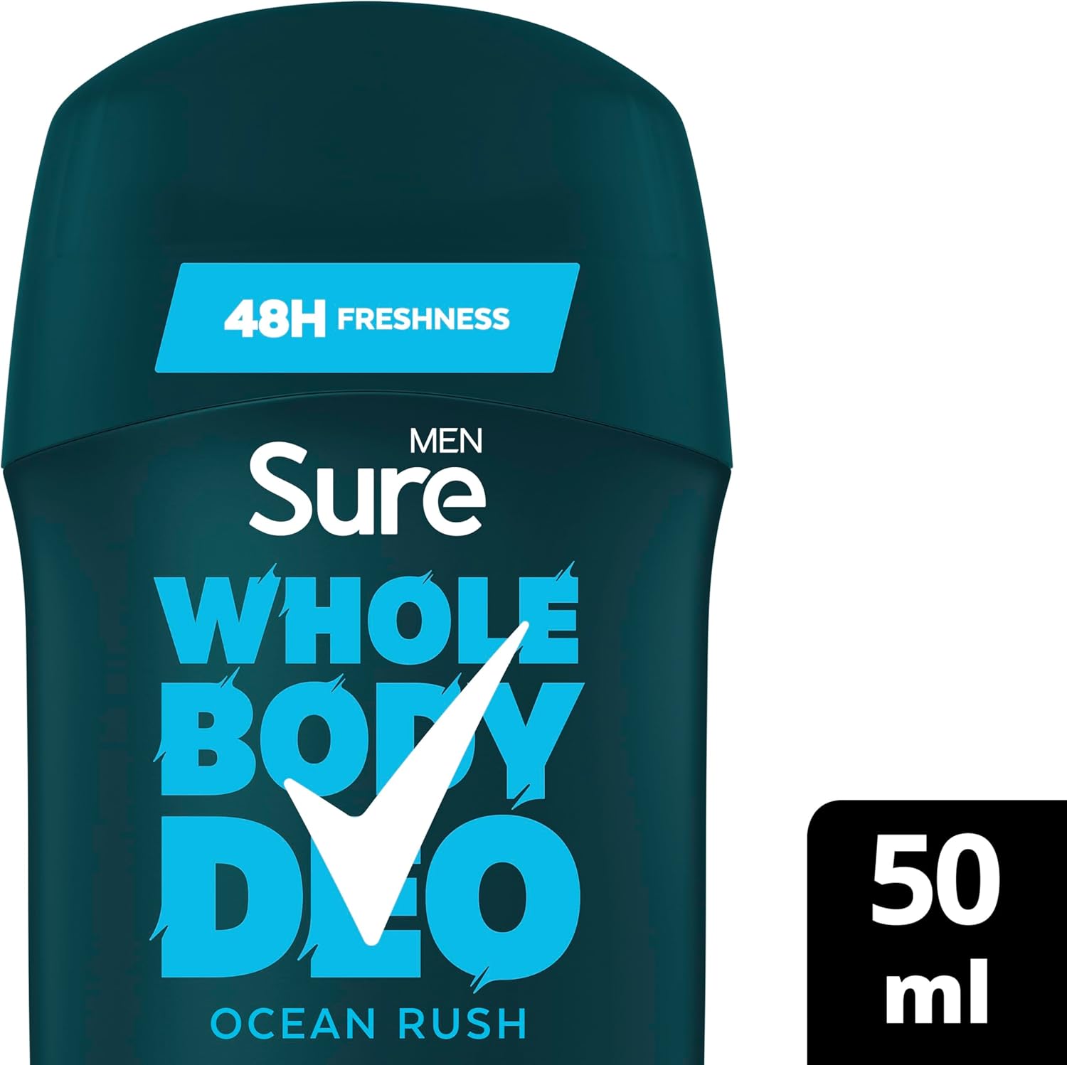 Sure whole body DVO deodorant stick, ocean rush, 50 ml, 48h freshness, dark teal