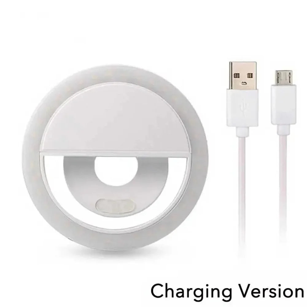 Charging version USB LED selfie ring light with white light panel and USB cables