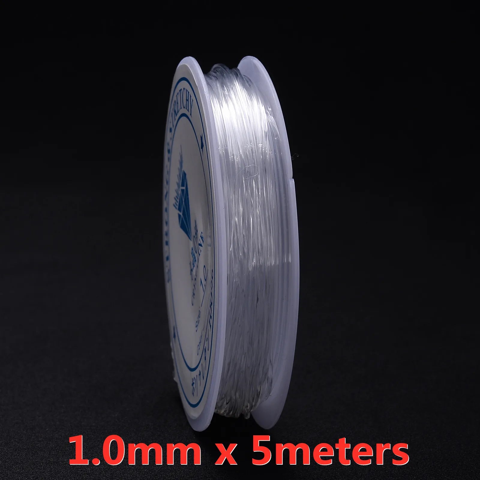 White elastic jewelry cord spool, 1.0mm x 5 meters