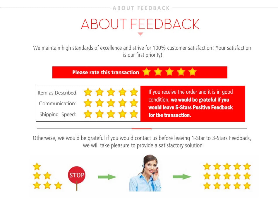 Customer feedback rating page with star reviews