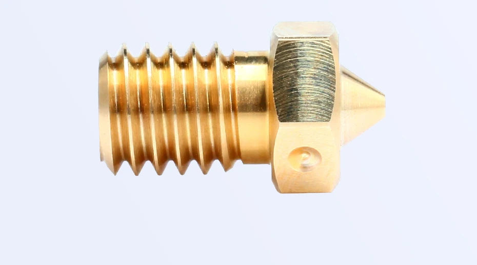 3D printer hotend nozzle, brass threaded tip with hex fitting