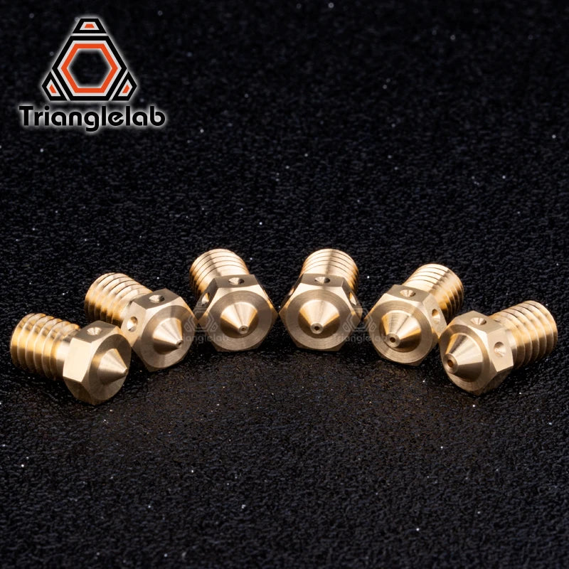 Brass V6 nozzle set, row of five threaded tips