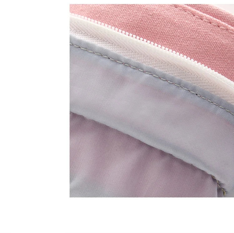 Close-up of pencil pouch inner lining under the zipper
