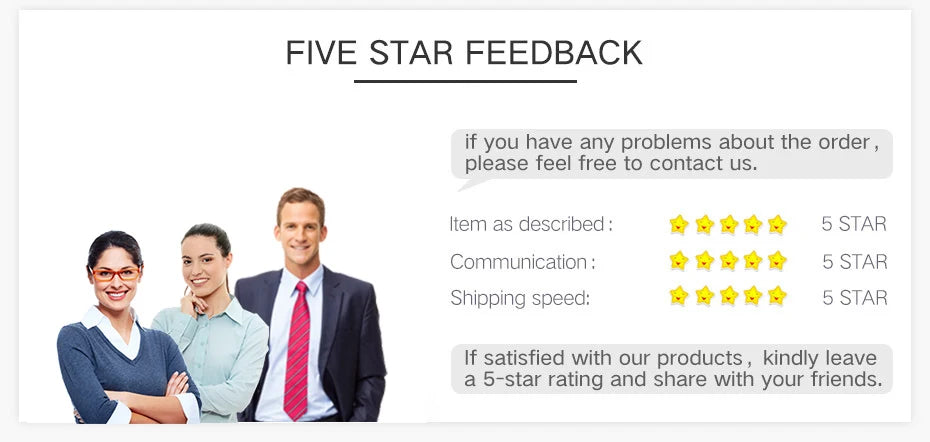 Five star feedback card with rating stars