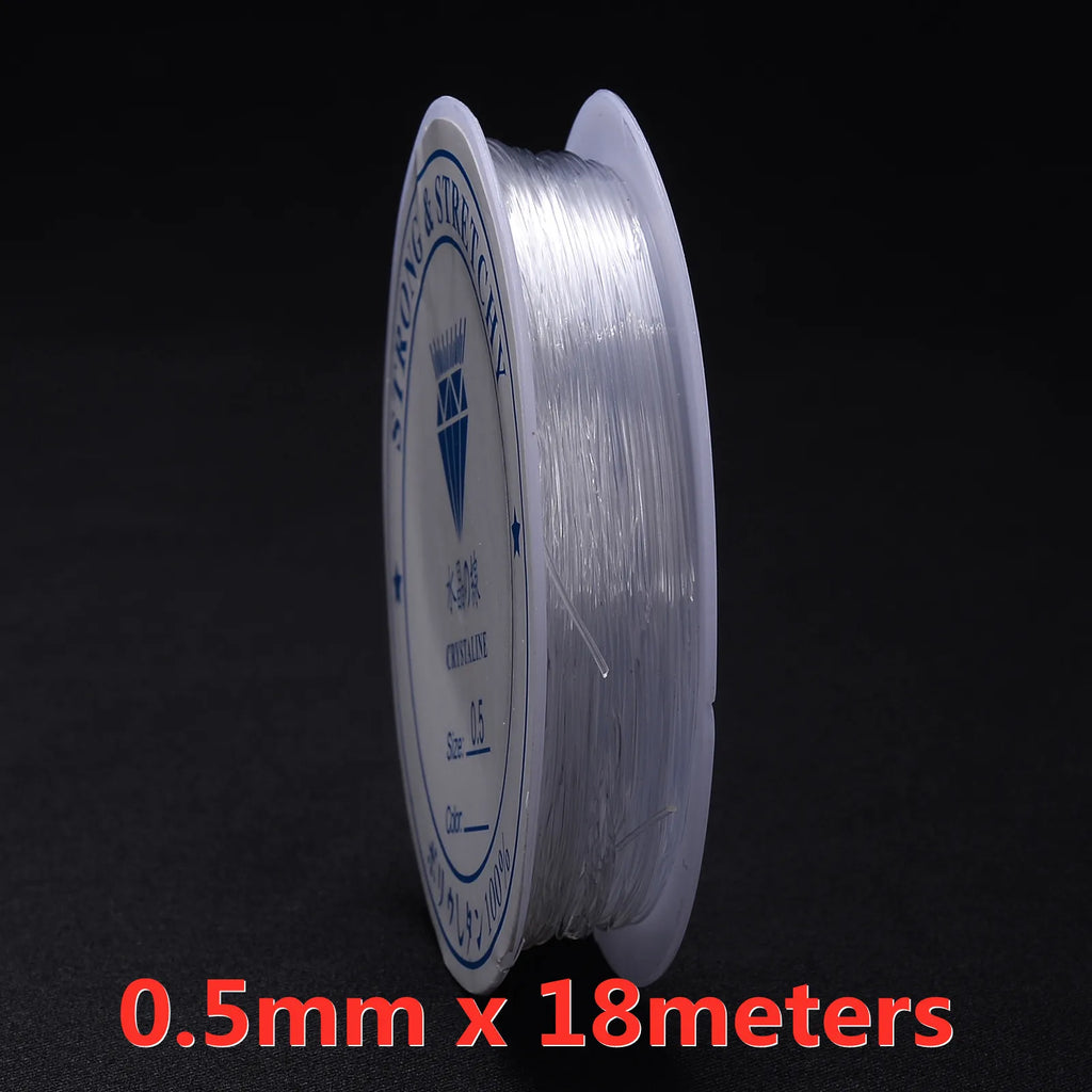 White elastic jewelry cord spool, 0.5mm x 18 meters