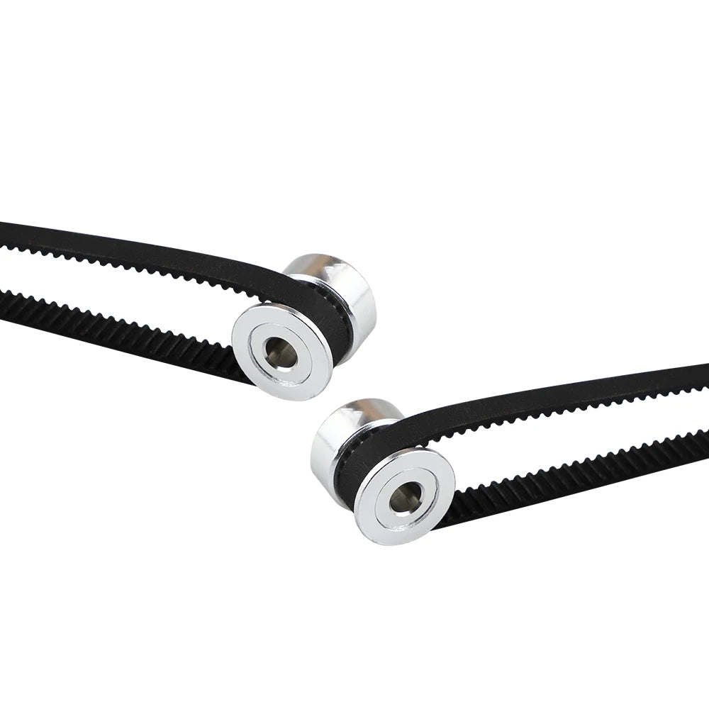 GT2 timing belt with two toothed idler pulleys and bolt mounting studs