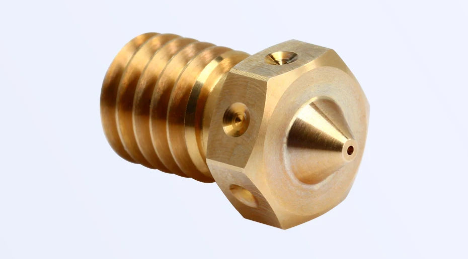 Brass 3D printer hotend nozzle, threaded barrel with hex coupling head