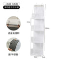 Wall-mounted hanging storage bag, 4-tier white mesh organizer with metal hook tabs