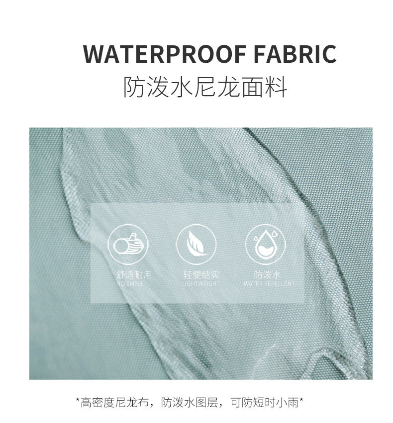 Water-blue nylon fabric swatch for a waterproof multi-layer shoulder bag.