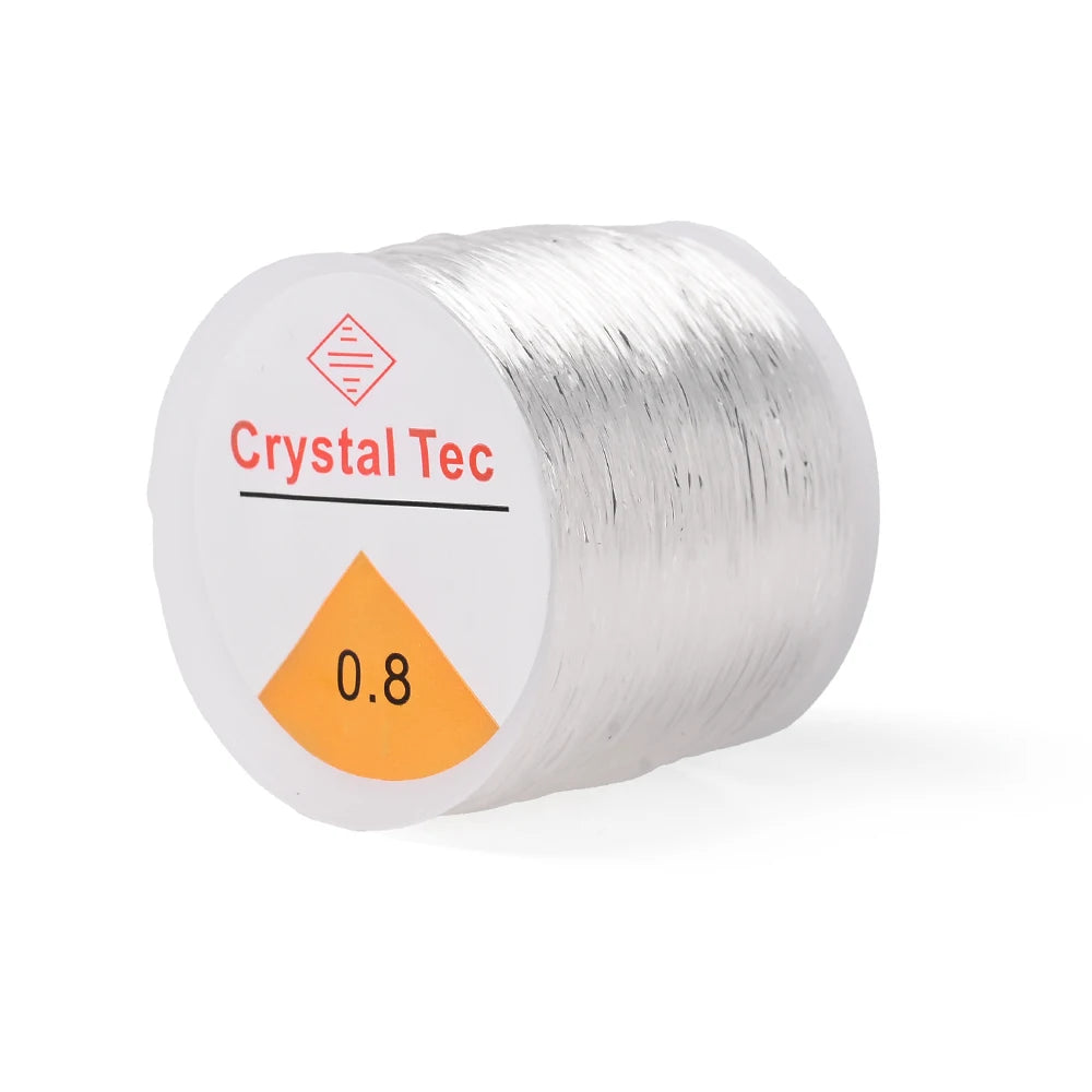 Clear elastic cord string spool, Crystal Tec 0.8 size for DIY bead necklaces