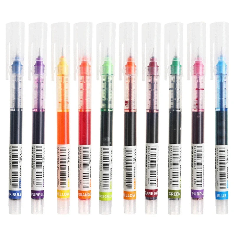 10-pack 0.5mm needle-tip gel pens with assorted ink colors