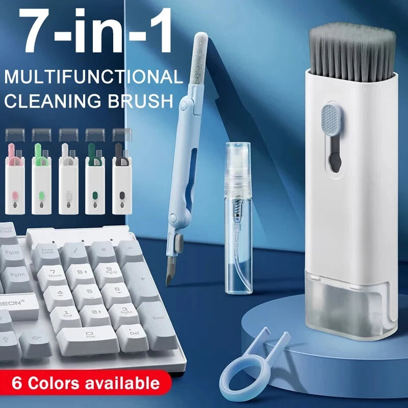 7-in-1 keyboard cleaning brush kit with upright brush and keycap puller