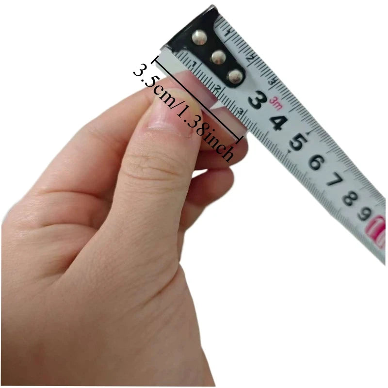 Double-sided adhesive tape strip measure with ruler in hand