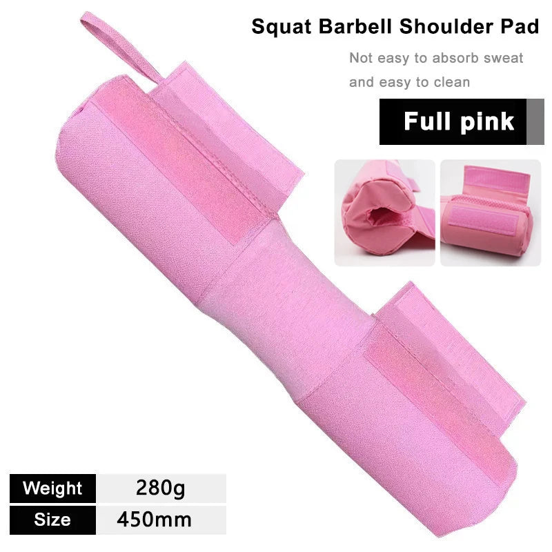 Full pink barbell squat shoulder pad with foam center and wide strap