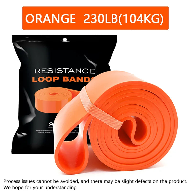 Orange resistance loop band with carry pouch, heavy-duty 230 lb (104 kg)