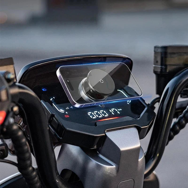 Magnetic phone holder with vacuum suction cup, dark body and foldable mount