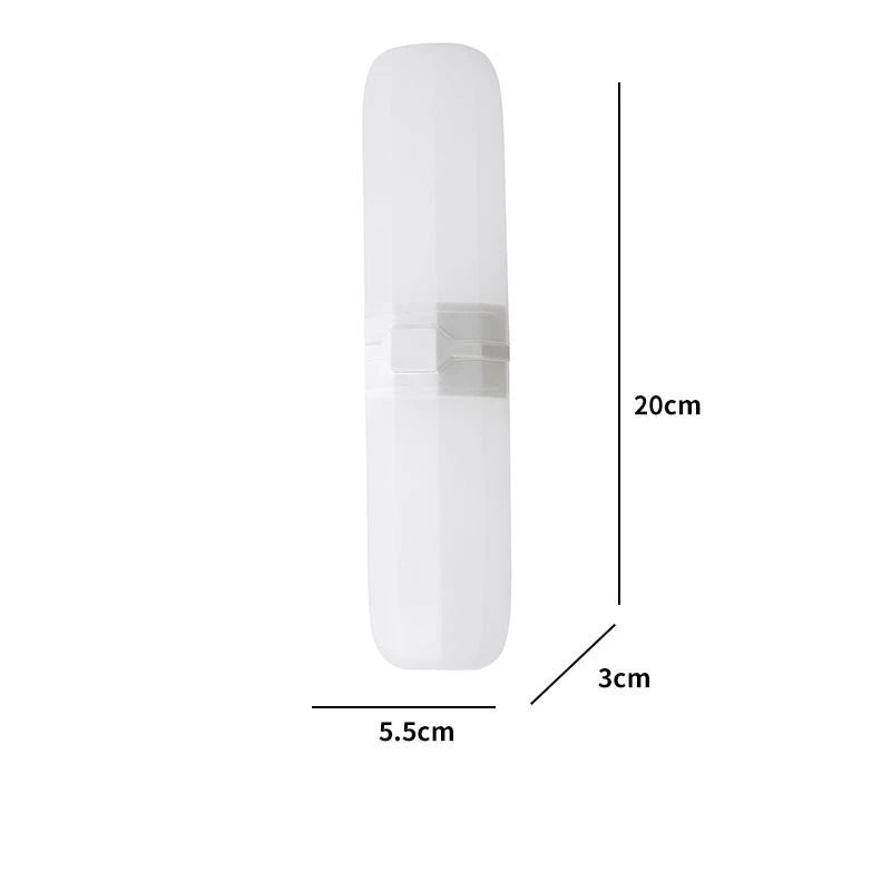 White ribbed travel toothbrush holder cup with clear lid