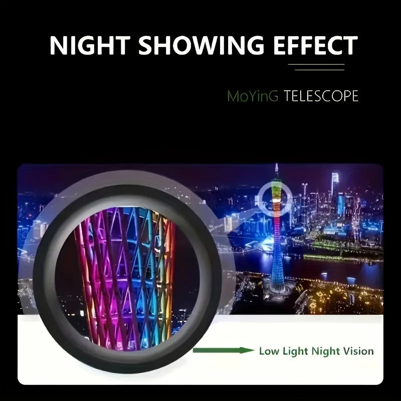 Monocular telescope eyepiece close-up with bright center lens