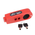Bike handlebar grip lock, red housing with key cylinder and two keys