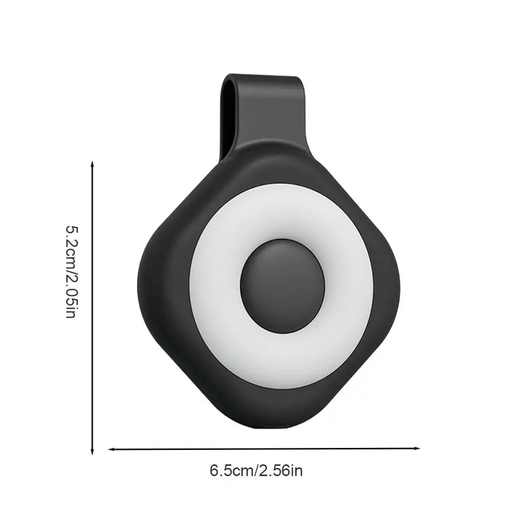 Black mini magnetic LED phone light with white LED ring; size 6.5cm