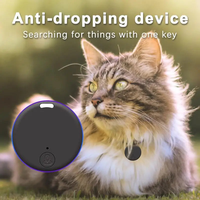 Dark round Bluetooth anti-lost tracker with small keychain strap
