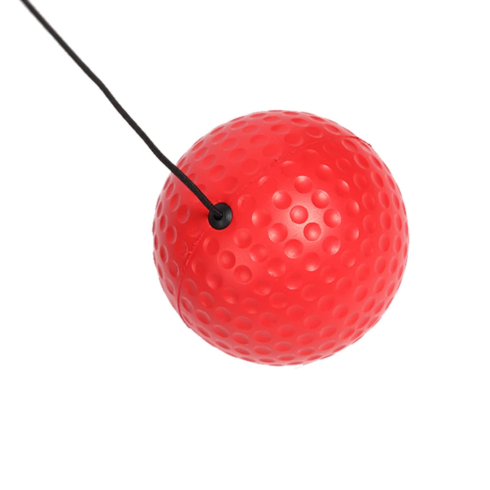 Red textured reflex punch ball with black cord and small round sensor