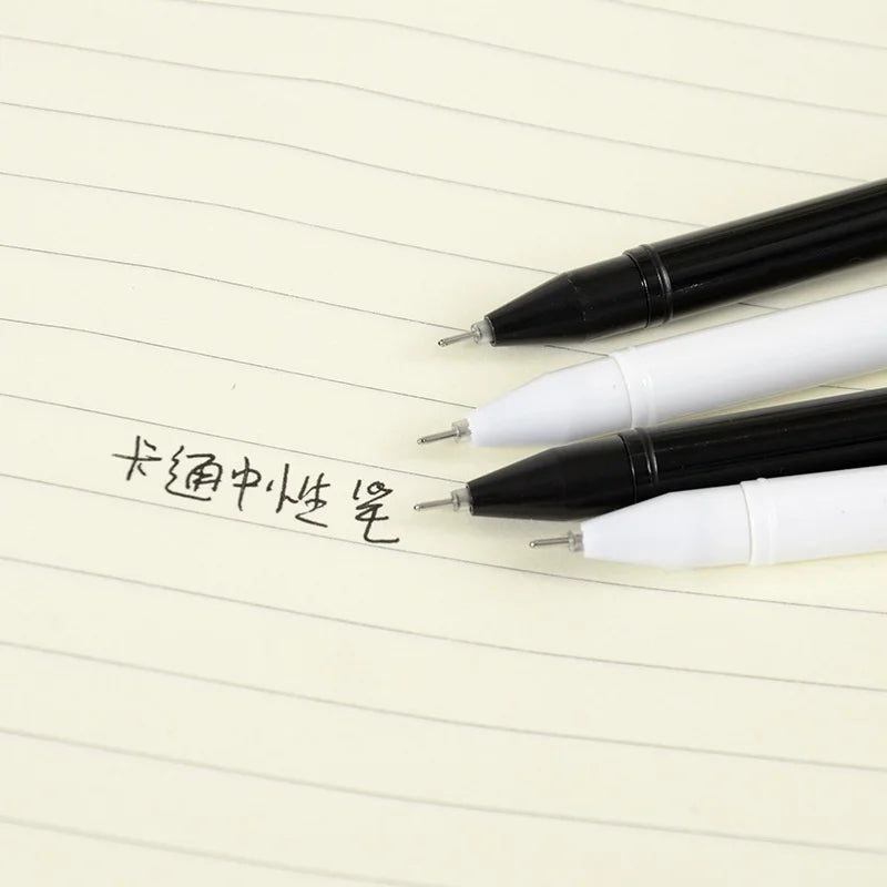 Kawaii cat gel pen set (10-pack) tips writing on lined paper with black ink