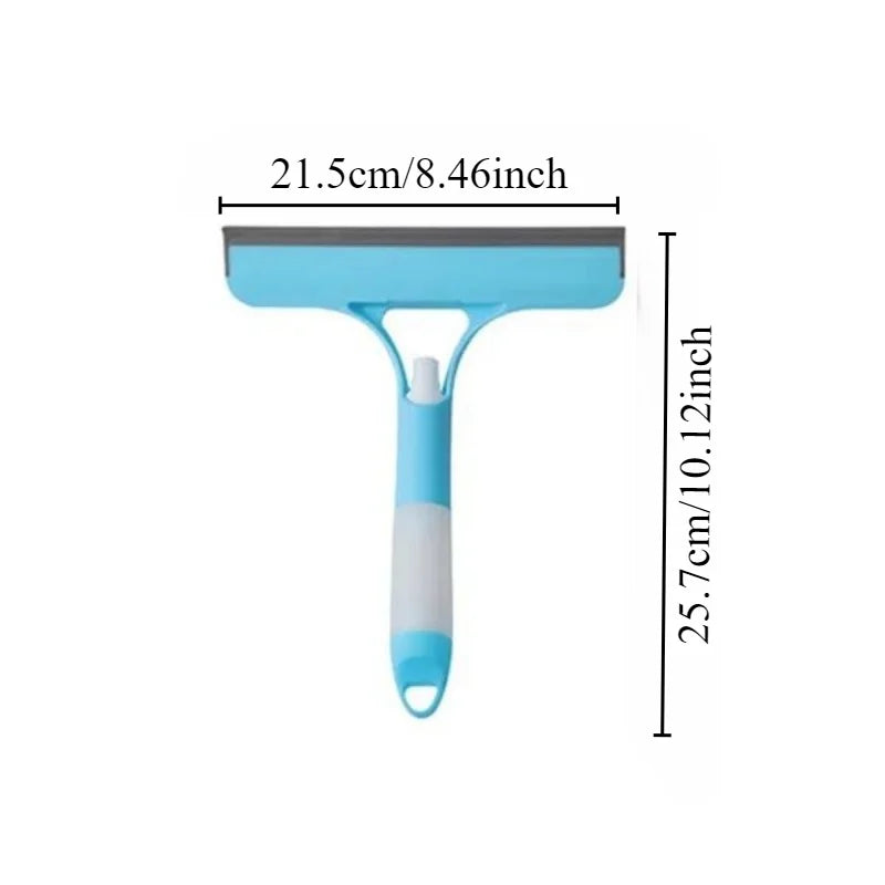 Blue and white window squeegee wiper, about 21.5 cm wide and 25.7 cm long
