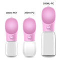 Pink pet water bottle set with 300ml-350ml-550ml sizes and flip drinking top