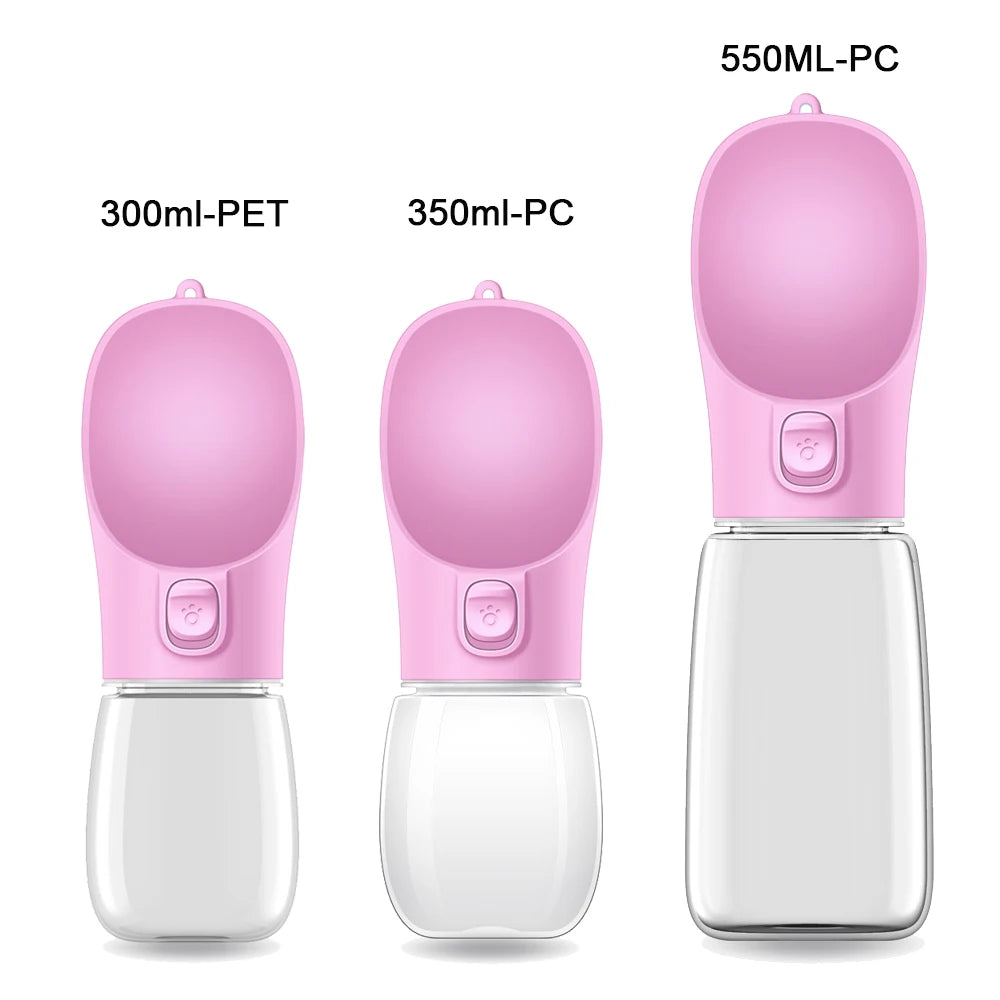 Pink pet water bottle set with 300ml-350ml-550ml sizes and flip drinking top