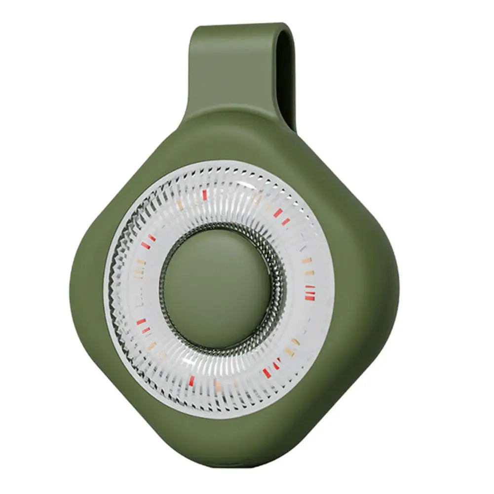 Olive green mini magnetic LED phone light with circular LED ring and dial