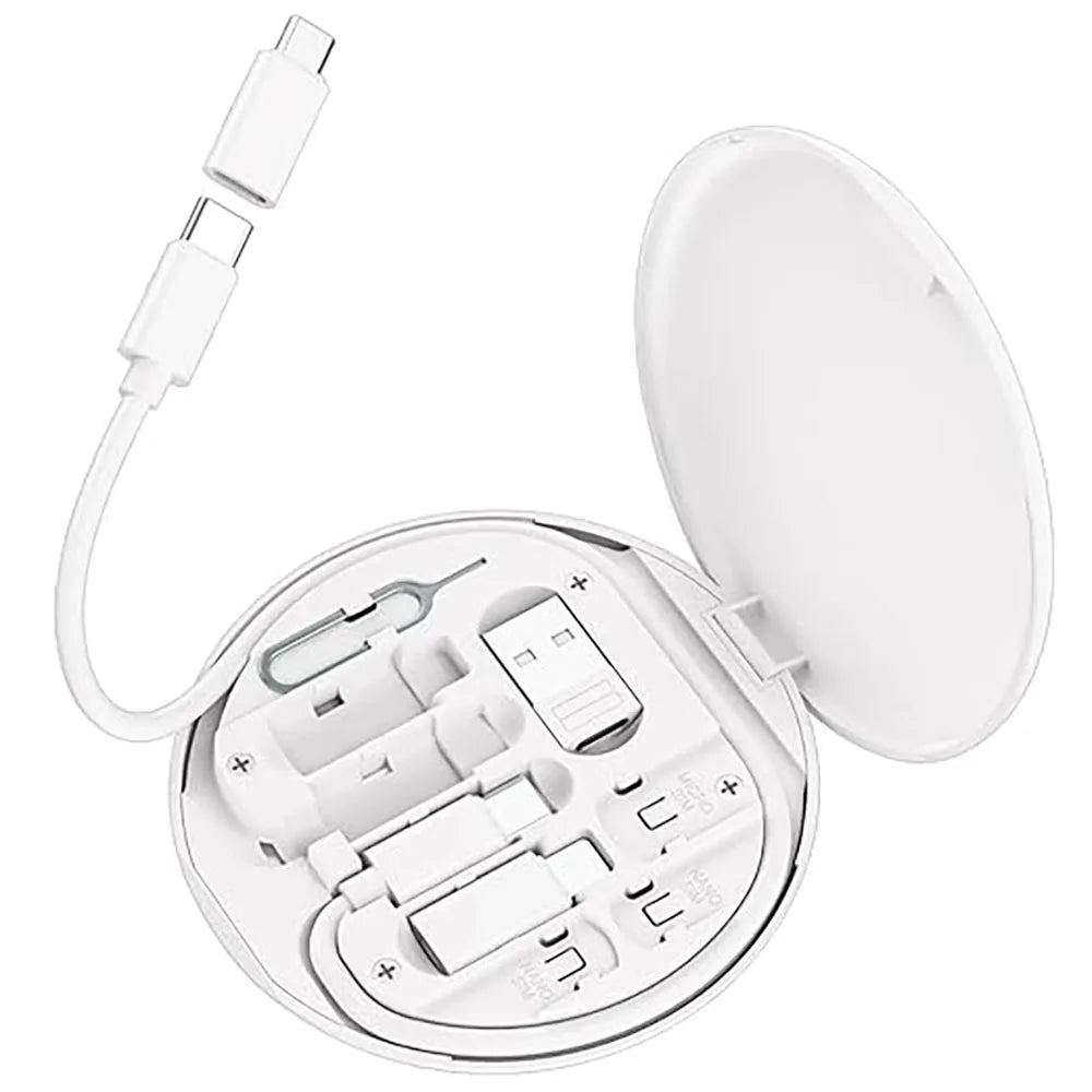 White multi-port USB Type C charging adapter cable kit with included connectors