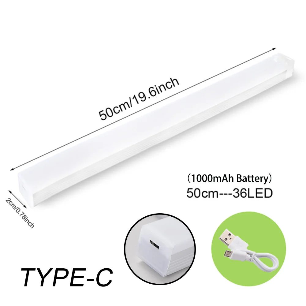 Rechargeable LED night light bar with Type-C port, 50cm 36-LED size shown