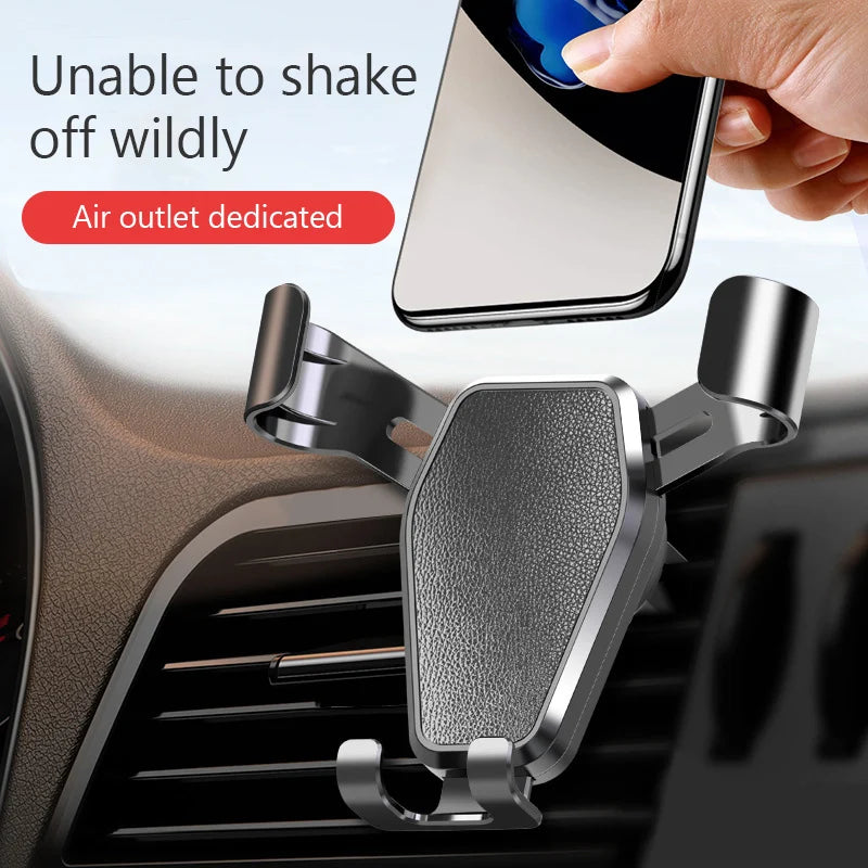 Black air-vent car phone holder with textured clamp cradle and twin side arms
