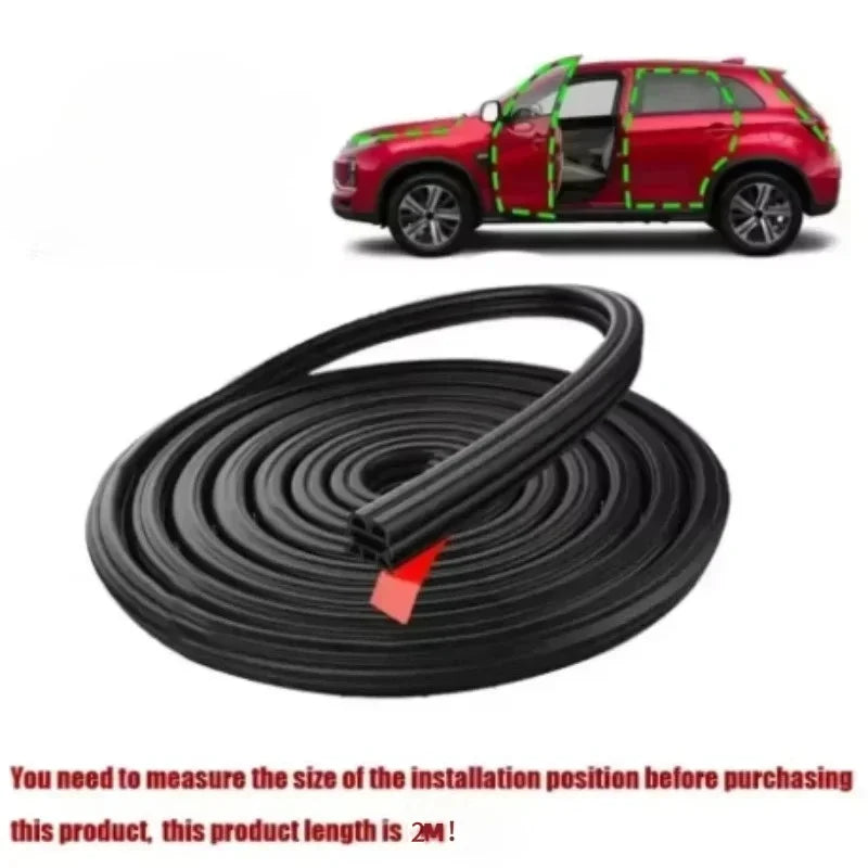 Coiled black car door weatherstrip seal strip, 2M length marking visible