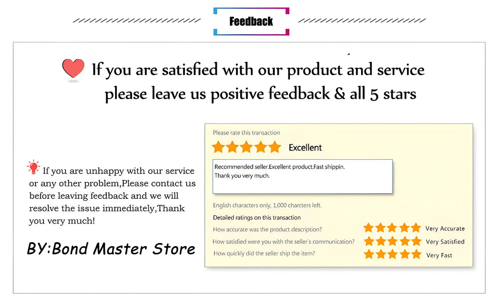 Customer feedback card with star ratings and service satisfaction message