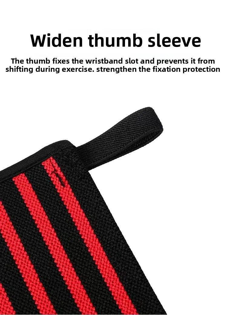 Black wrist support brace thumb sleeve with red stripe pattern