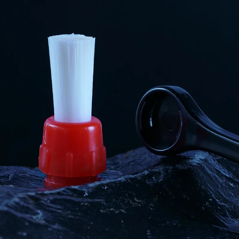 Red detachable brush head with white nylon bristles for coffee machine cleaning
