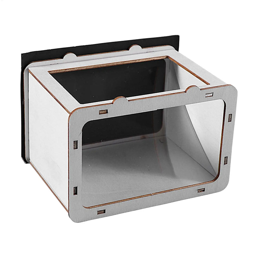 DIY hologram projector display kit, white cardboard box with black viewing window