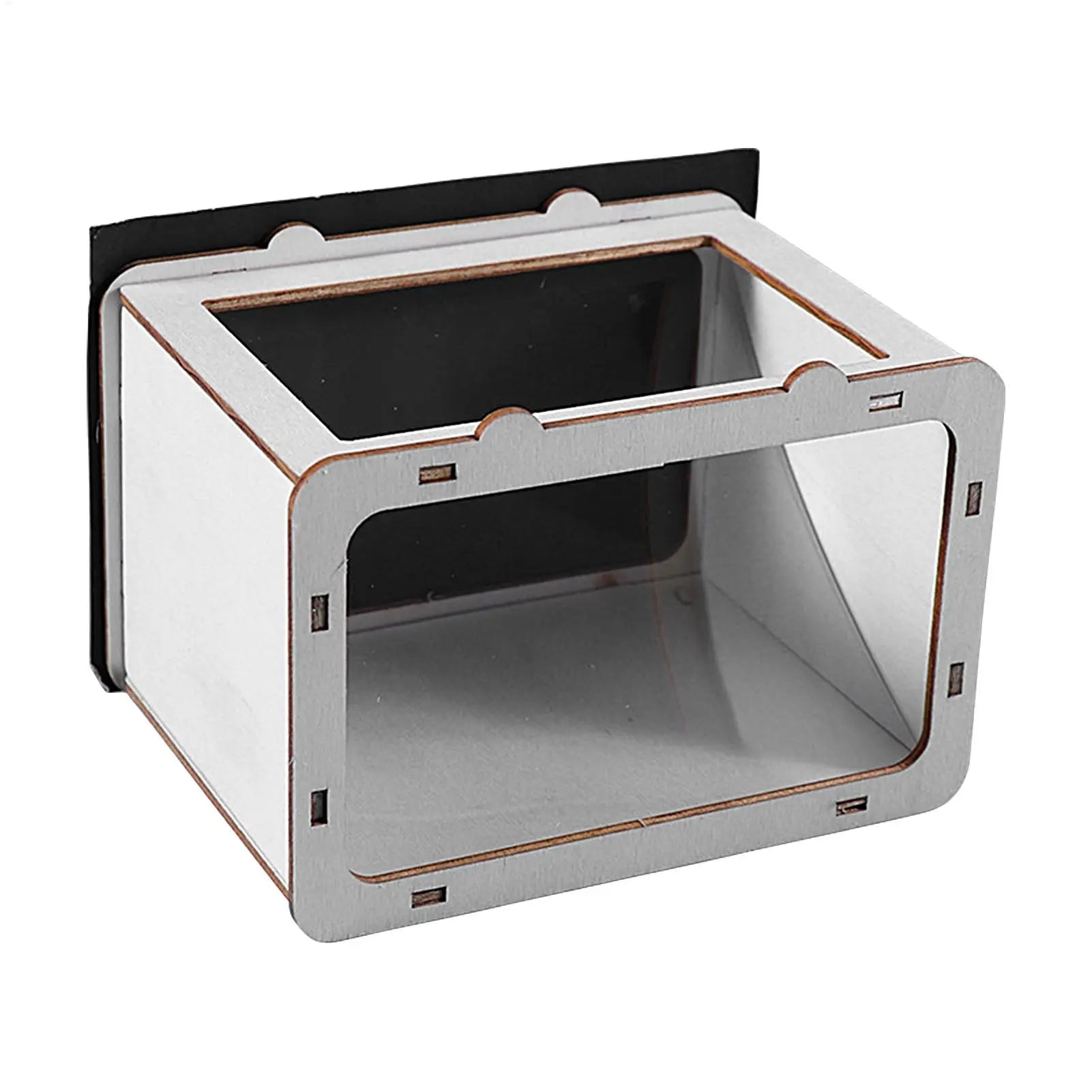 DIY hologram projector display kit, white cardboard box with black viewing window