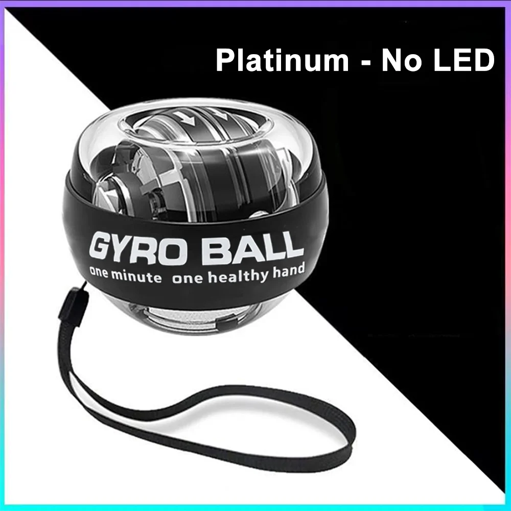 Platinum gyro wrist ball without LED and wrist strap for grip strength training
