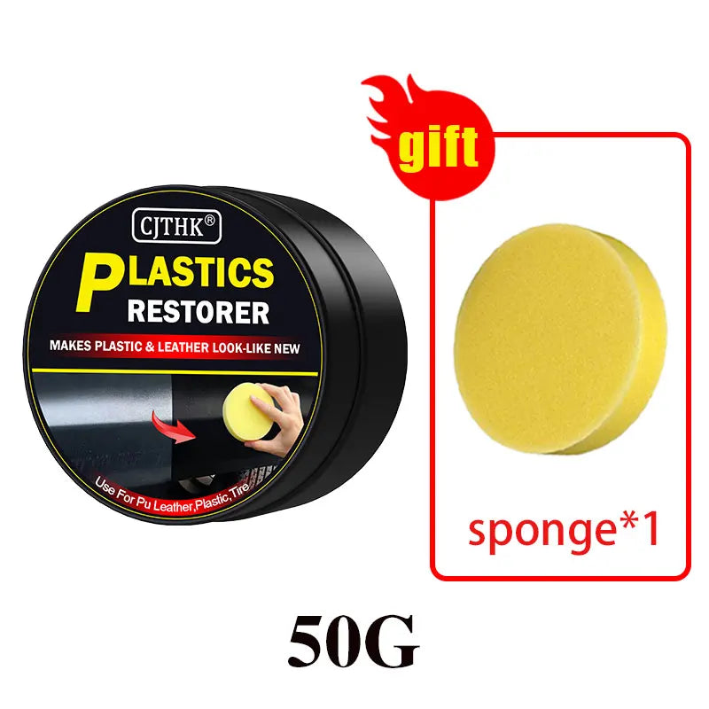 Car plastic restorer jar with yellow sponge, 50G