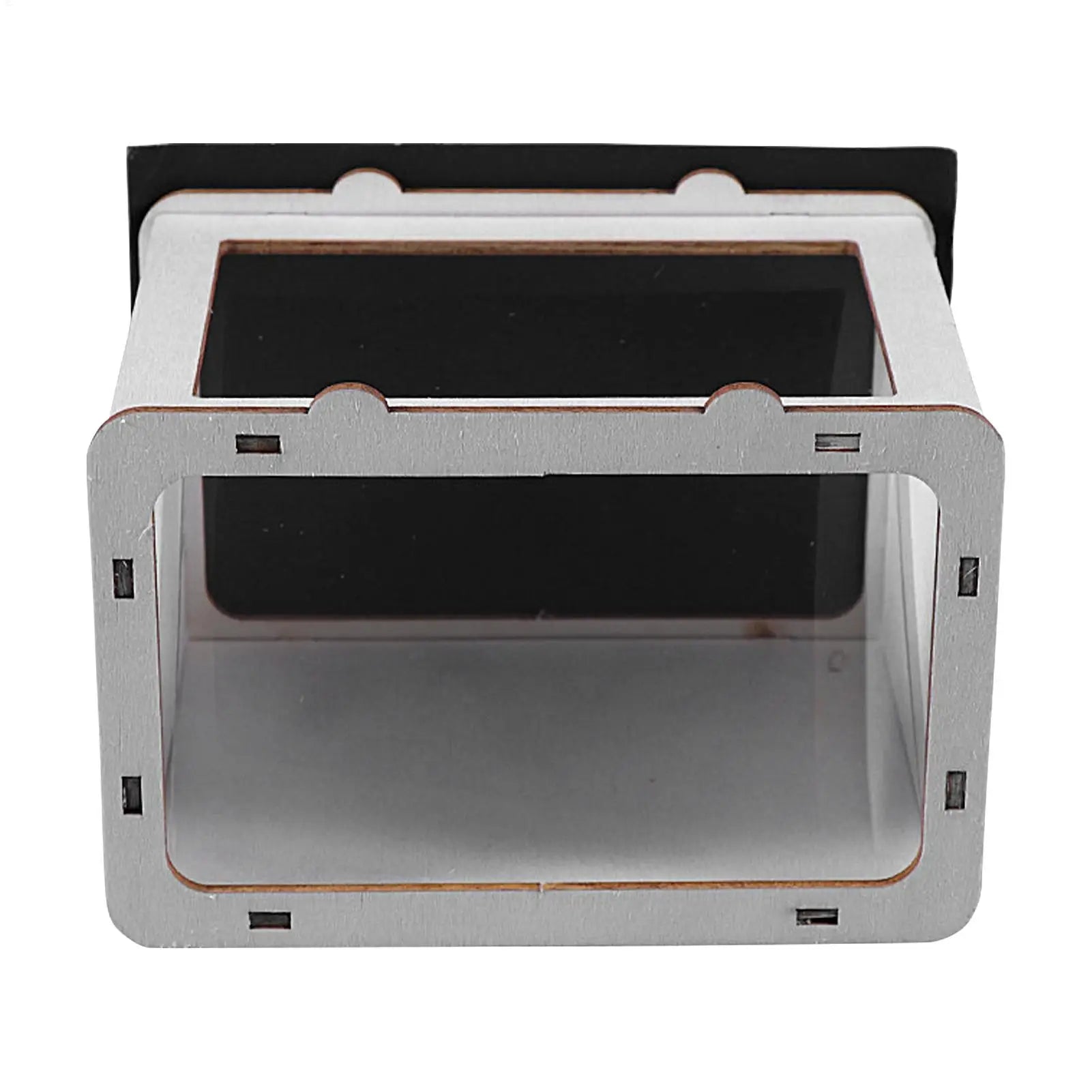 DIY hologram projector display kit, silver-gray box with front opening and side slots