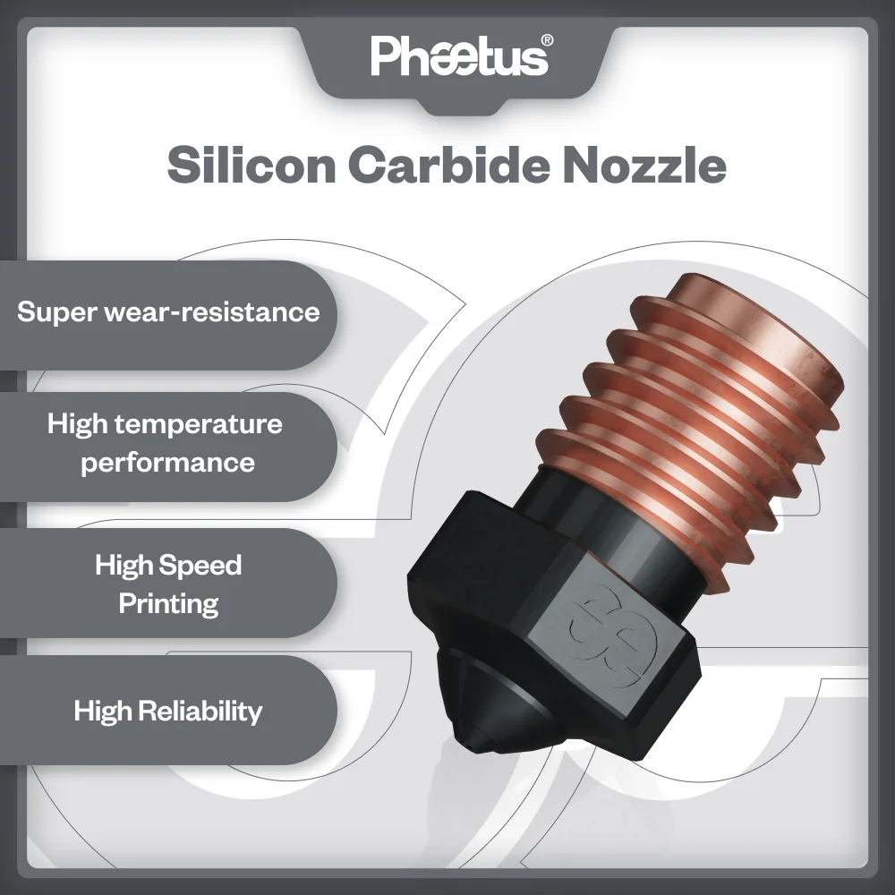Silicon carbide 3D printer nozzle with copper threaded heater and black outlet tip