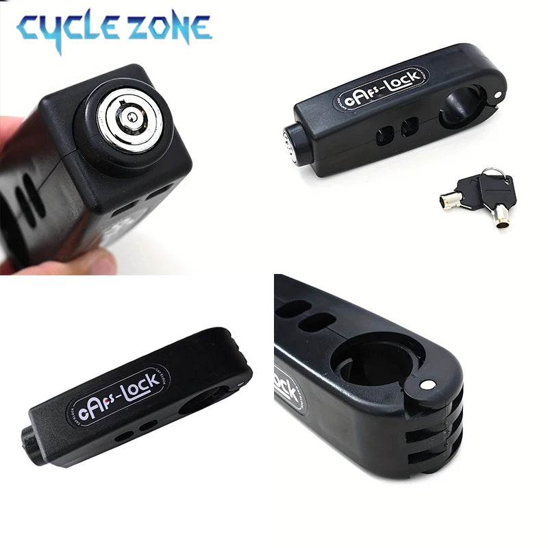 Black anti-theft handlebar lock with key cylinder and spare keys