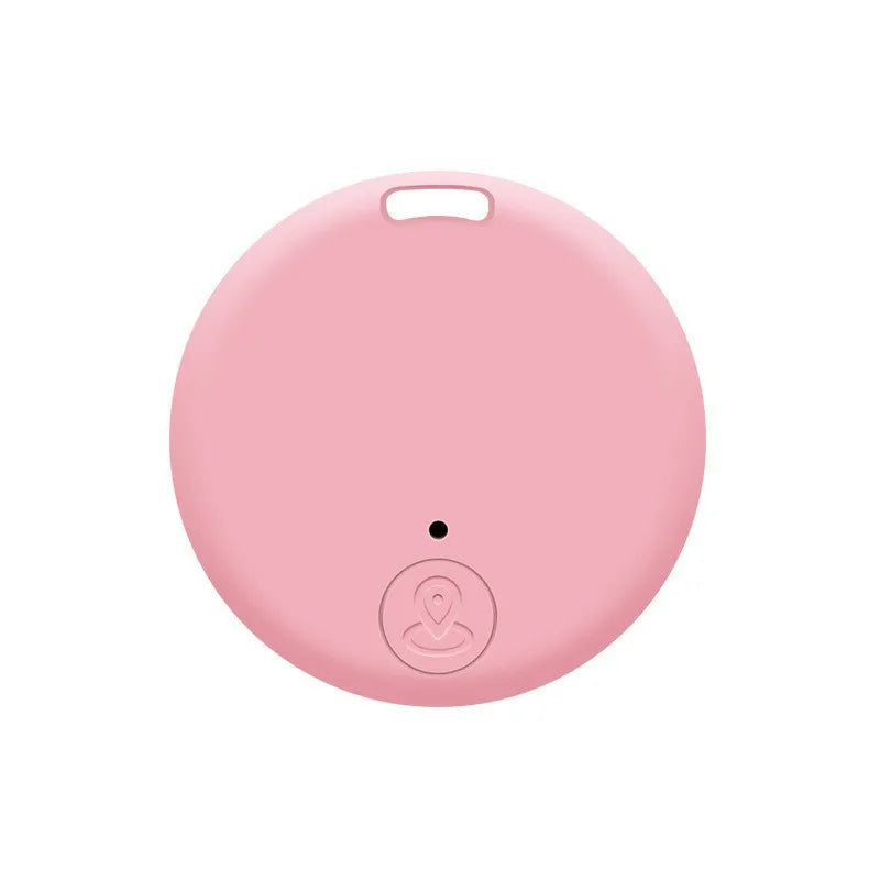 Round Bluetooth anti-lost alarm tracker, pink with raised control icon