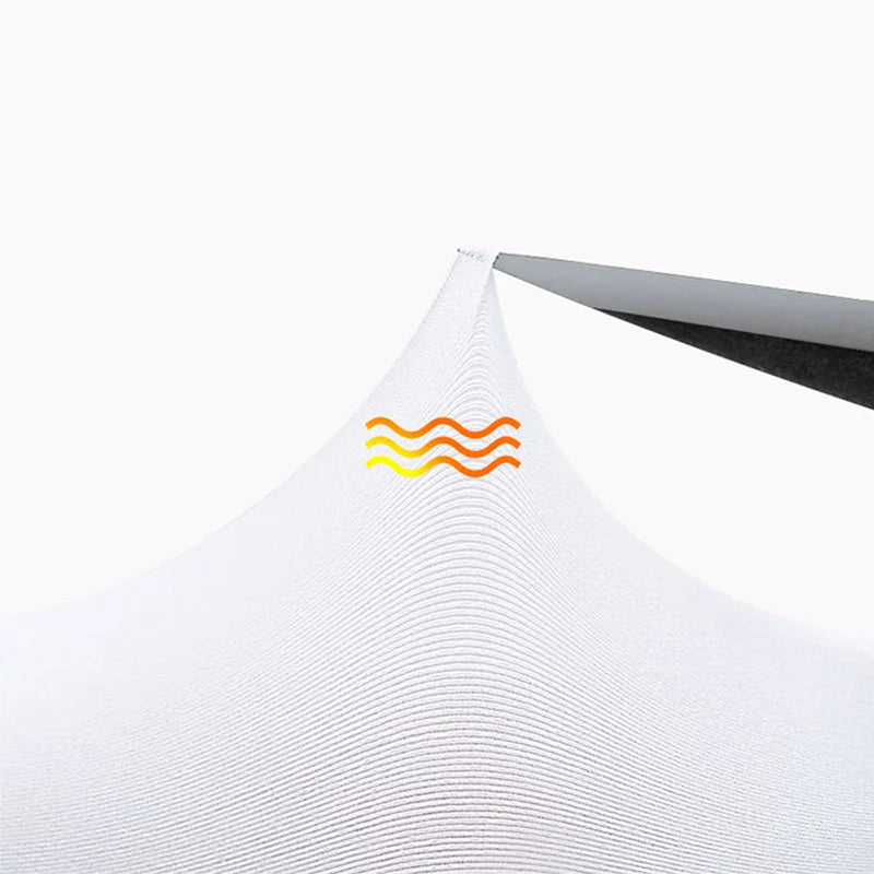White anti-UV arm sleeve fabric with wavy logo close-up.