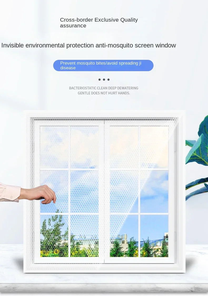 White anti-mosquito screen window net with reinforced cross-border edge