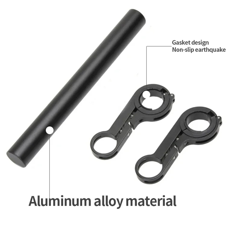 Aluminum alloy bicycle handlebar extender with non-slip clamp and spacer pieces